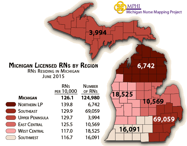 Michigan map of RNs